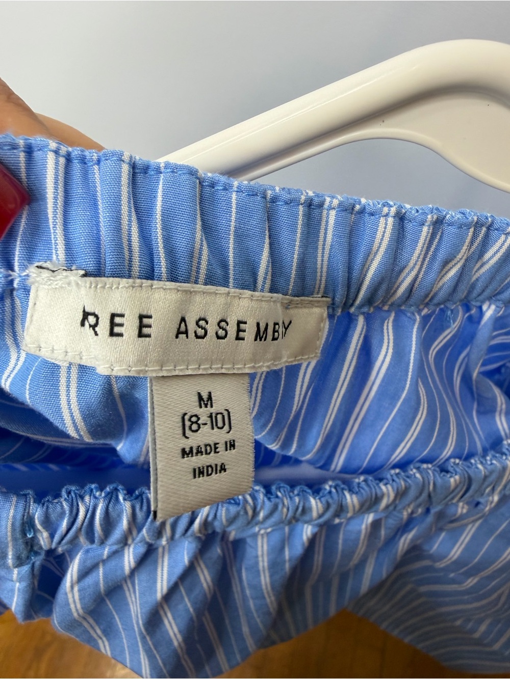 Blue & White striped peasant blouse | size medium - Picture 9 of 10